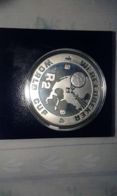 1994 PROOF SILVER SOCCER WORLD CUP TWO RAND.limited edition BOXED