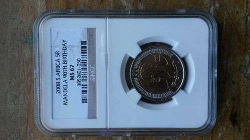 NGC GRADED MS 67 MANDELA 2008 R5 BIRTHDAY COIN
