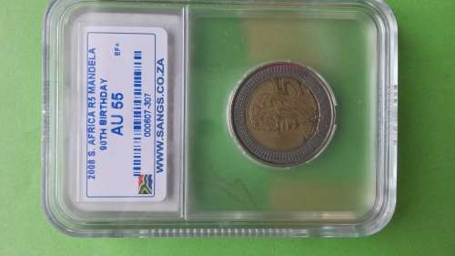 GRADE.AU 55  SANGS MANDELA 2008 R5  BIRTHDAY COIN