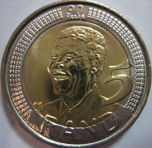 ***uncirculated mandela R5 2008 birthday coins.bag with 10 coins.***