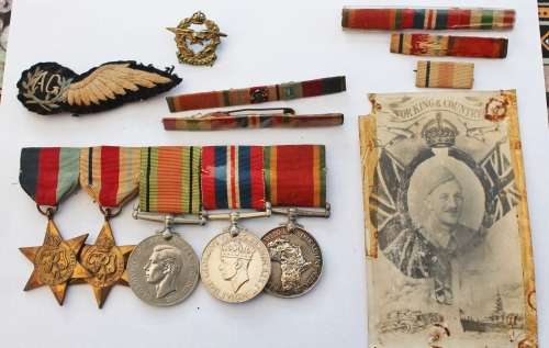 WW2 Medal Group of Five named to 211362 JW Paddock including Medal Ribbon Bars and Badges