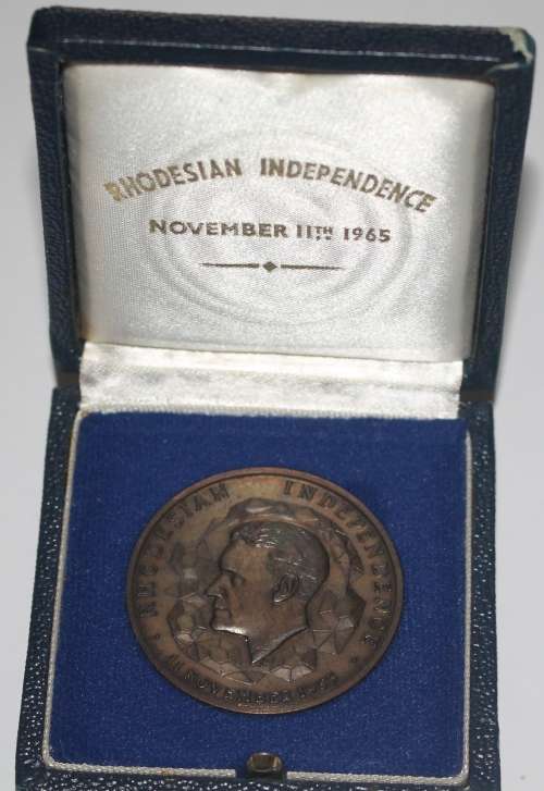 Rhodesian Independence Bronze Medallion in Original Box