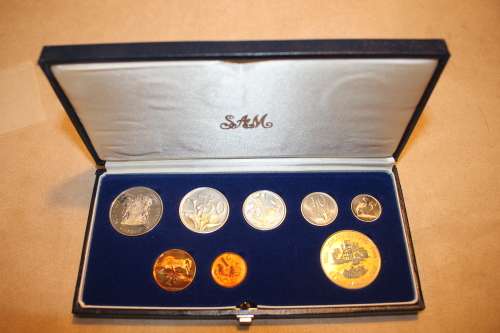 1986 Short Proof Set with Silver R1 in Blue SA Mint Box
