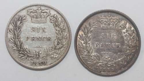 x2 British Sixpence 1855 & 1859 (One bid for both)