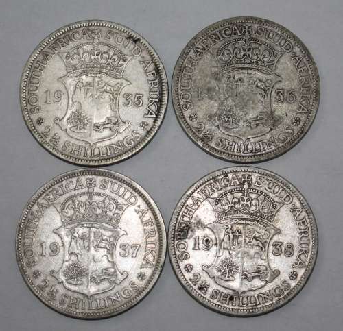 x4 SA Union Halfcrowns 1935-1938 (Bid per Coin to take All)