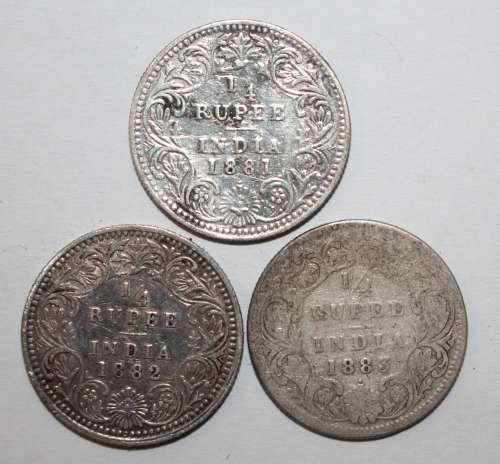 x3 India 1/4 Rupees (1881-1883) Bid Per Coin to take All