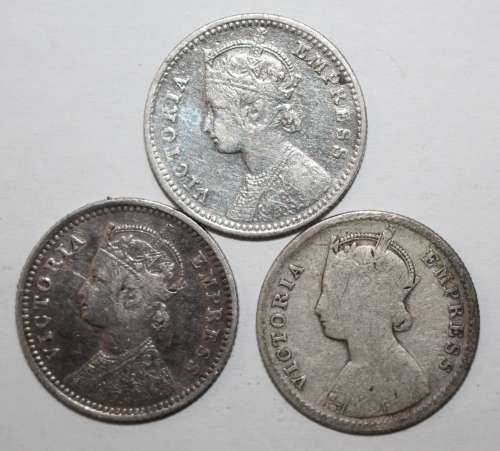 x3 India 1/4 Rupees (1881-1883) Bid Per Coin to take All