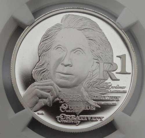 2010 South Africa Silver R1 - Nadine Gordimer NGC Graded PF 69 UC