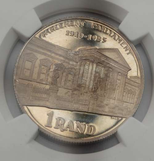 1985 SA Silver R1 - Parliament Anniversary NGC Graded PF 67 UC