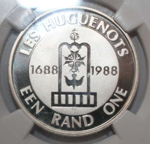 1988 SA Silver R1 - Huguenots Tercentennary NGC Grade PF 69 UC
