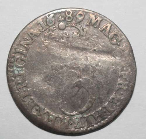 1689 British Threepence - William & Mary(Hammered coinage)