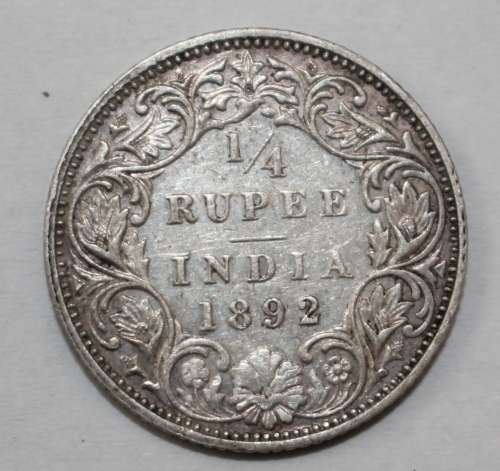 1892 India 1/4 Rupee (Silver)