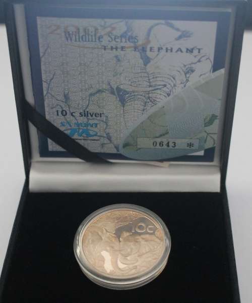 2002 Wildlife Series - The Elephant 1/2 oz Silver in SA Mint Box with COA