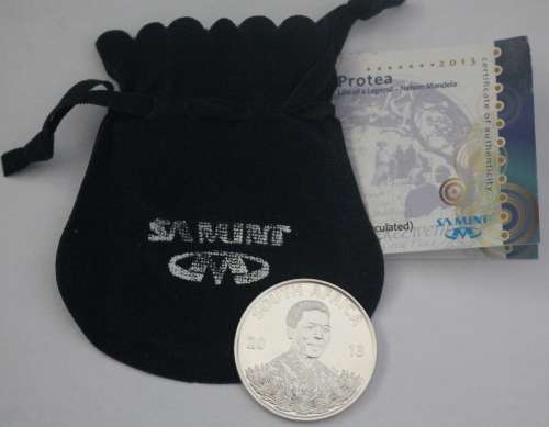 2013 Protea Silver R1 - Life of a Legend Unc in SA Mint Pouch with COA