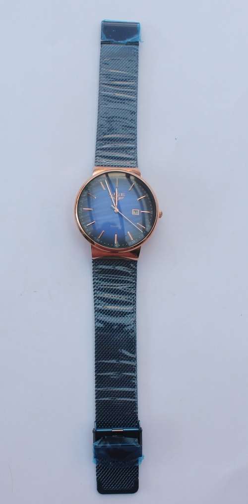 Lige Men's Blue Mesh Watch