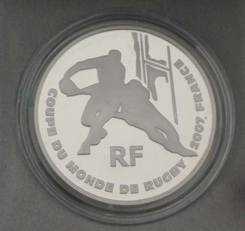 2007 1 1/2 Euro Silver Proof Rugby World Cup Official Commemorate Coin