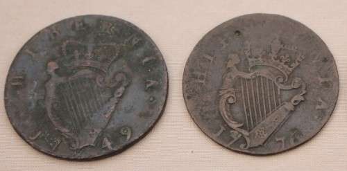 1749 and 1776 Half pennies from Ireland - Rare (one bid for both)