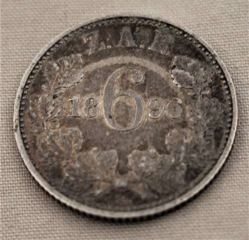 1896 ZAR 6 pence (nice toning)