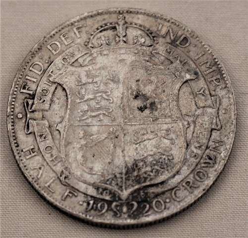 1920 Silver British HALF CROWN