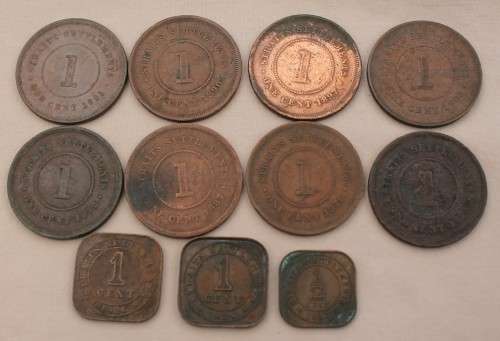 Straits Settlement Coins One cents and 1/2 cent (one bid for all)