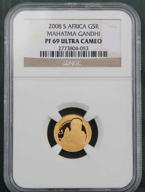 2008 Mahatma Gandhi 1/10th 24ct Gold NGC Graded PF69 Ultra Cameo