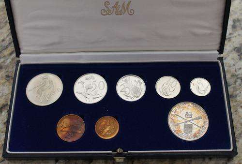 1985 Short Proof Set with Silver One Rand in Original SAM Box