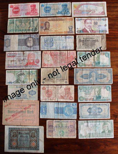 Lot of 24 International Bank Notes **Condition as per Scan**