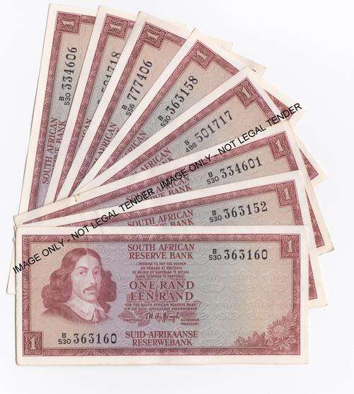 x8 TW de Jongh R1 Third Issue 1975 EF to UNC  **Bid per Note to take All**