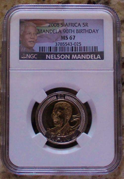 2008 R5 Mandela 90th Birthday NGC Graded MS67 with New Label **4 Available**