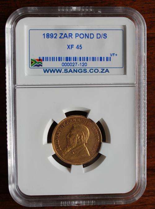 1892 ZAR Pond Double Shaft *SANGS Graded XF45* wtih "O.S." Initial