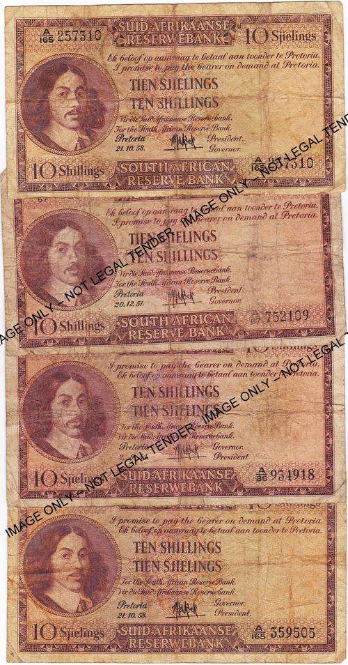 x4 MH de KockTen Shillings  Third Issue **Bid Per Note to take All**
