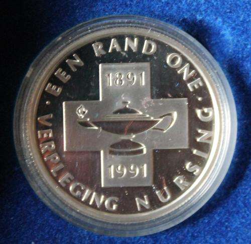 1991 Silver Protea Proof R1 **Nursing** in SA Mint Box