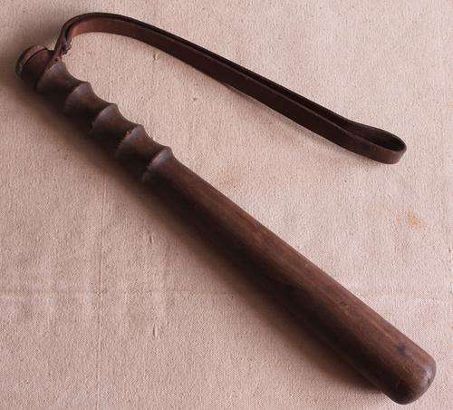 Old Police Hickory Baton with Leather Strap