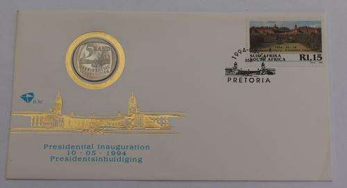1994 Presidential Inauguration FDC 6.3c  Untampered Proof R5 Coin