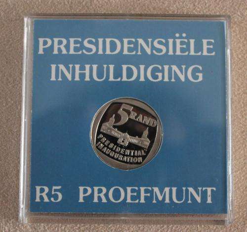 1994 Presidential Inauguration R5 Silver Proof Coin in Perspex Box **Untampered**