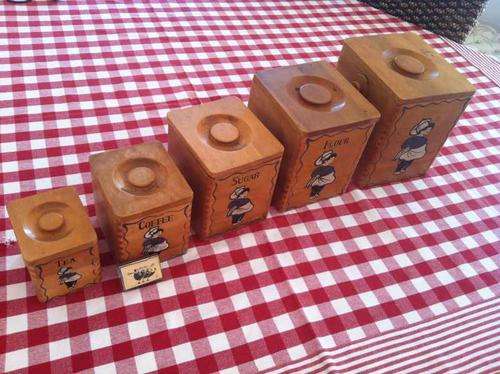 VINTAGE - SET OF DOVETAIL JOINED NESTING CANISTERS