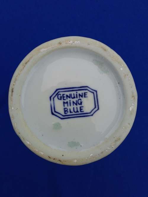 Genuine Ming Blue Vase with butterflies in perfect condition