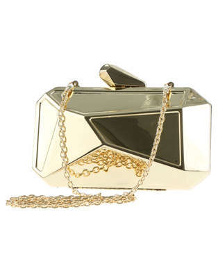 VIKSON Origami Hard Case Gold Clutch Bag