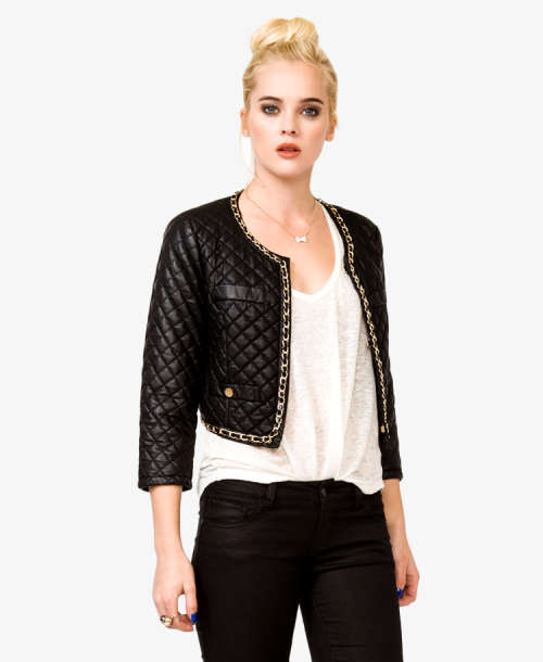 Forever 21 Chain Trimmed Faux Leather Jacket (size small)