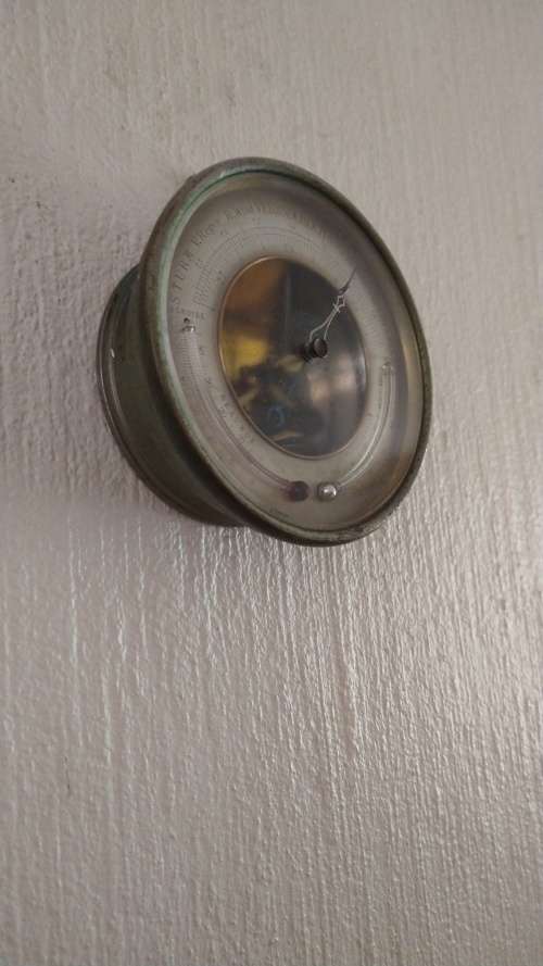 Old Brass Antique Barometre / Thermometre - German markings