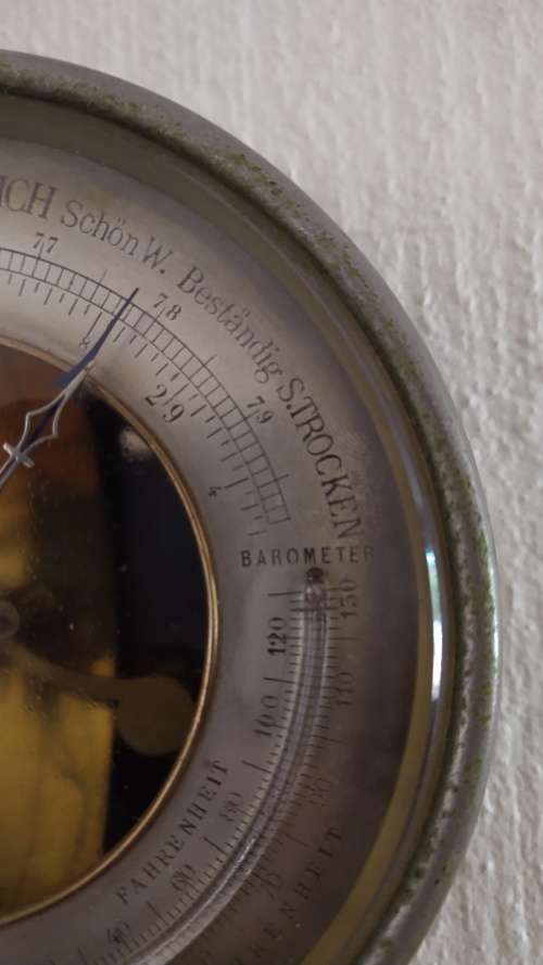 Old Brass Antique Barometre / Thermometre - German markings