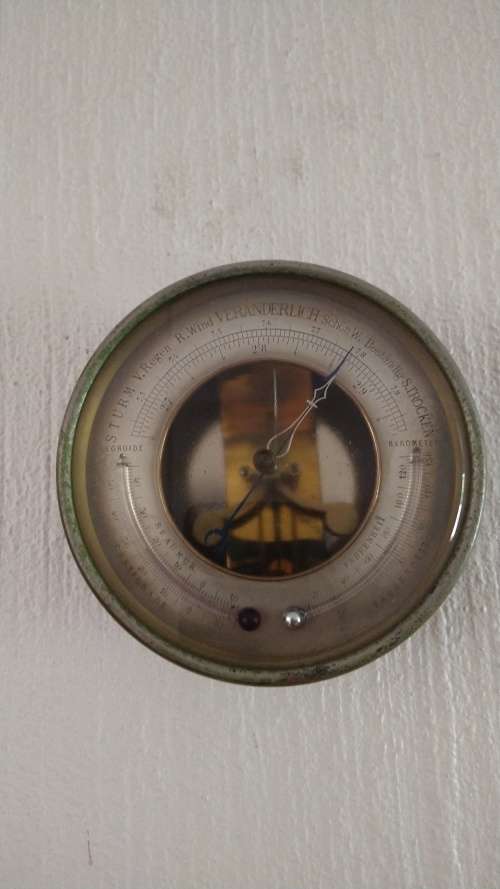 Old Brass Antique Barometre / Thermometre - German markings