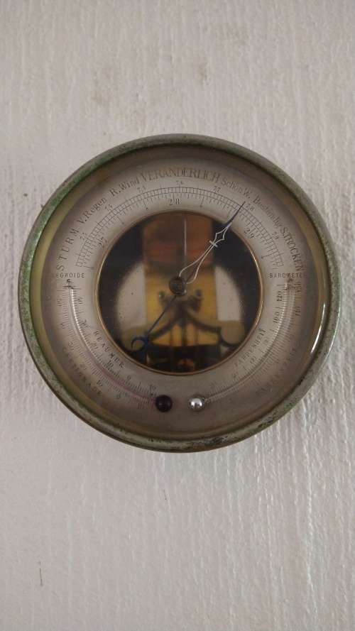 Old Brass Antique Barometre / Thermometre - German markings