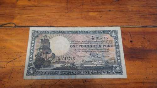 South African bank note: One Pound 1947