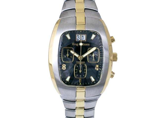 KRUG BAUMEN TORNADO TWO TONE GENTS CHRONOGRAPH LIKE NEW