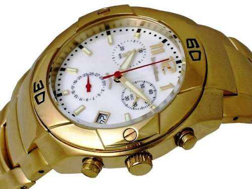 KRUG-BAUMEN SPECTRUM GENTS WHITE DIAL GOLD WATCH