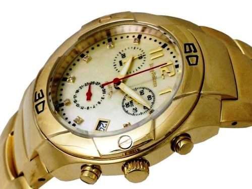 KRUG-BAUMEN SPECTRUM GENTS WHITE DIAL GOLD WATCH