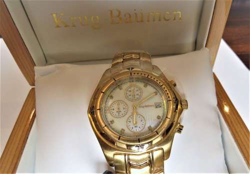 KRUG-BAUMEN UTOPIA DIAMOND M GENTS WHITE DIAL GOLD WATCH