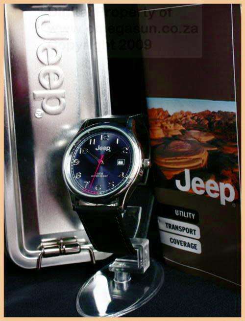 JEEP GENTS BLACK LEATHER DRESS WATCH