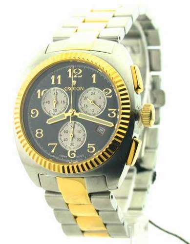 CROTONt TWO TONE STAINLESS STEEL GENTS CHRONOGRAPH WATCH